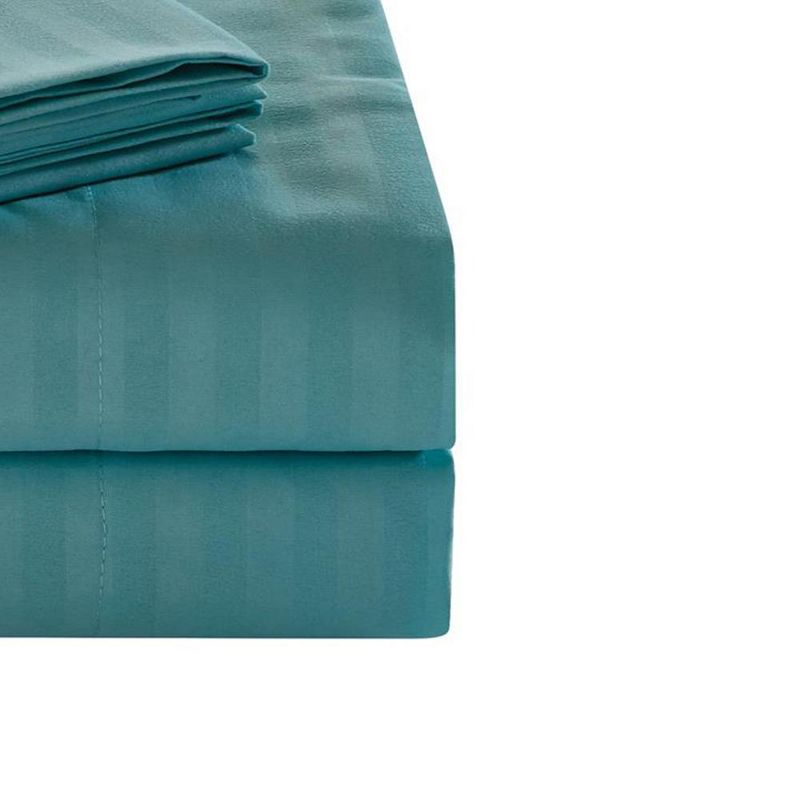 Embossed 1800 Series Wrinkle Resistant Stripe All Season Bed Sheet Set Turquoise by Plazatex, 2 of 4
