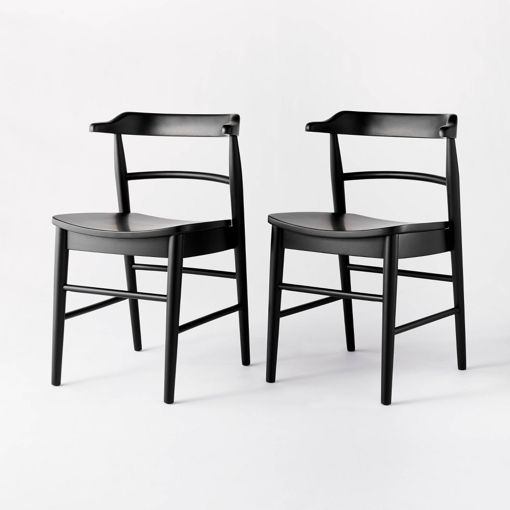2pk Kaysville Curved Back Wood Dining Chair Black - Threshold designed