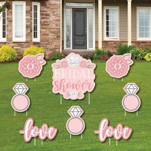 Big Dot of Happiness Floral Bridal Shower - Yard Sign and Outdoor Lawn Decorations - Pink Bridal Shower Yard Signs - Set of 8 - 1 of 4