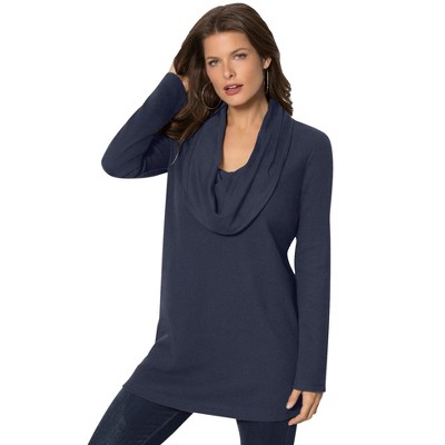 Roaman's Women's Plus Size Cowl Neck Thermal Tunic