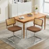 Dining Chairs Set of 2 Velvet Accent Chairs with Natural Cane Back & Chrome Base-- Frevyn - 2 of 4