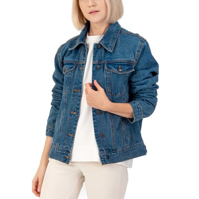 Alpine Swiss Womens Denim Jacket Classic Trucker Jean Jacket Button Up Coat Denim Large — фото 3