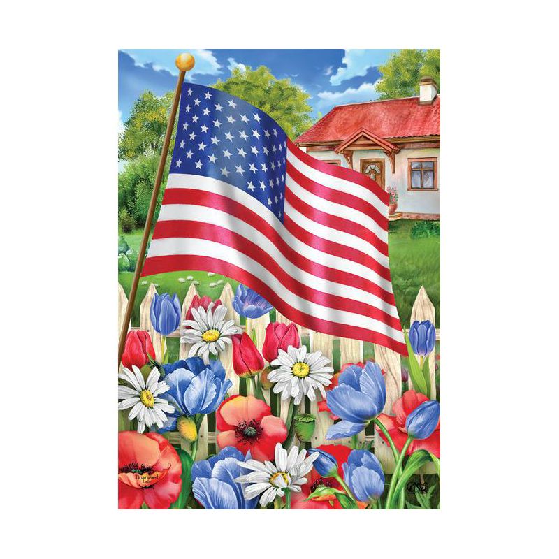 Americana Garden Summer Garden Flag 12.5 x 18 Patriotic Floral Briarwood Lane, 1 of 4