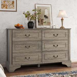 Farmhouse 6 Drawers Dresser for Bedroom, 47'' Wide Rustic chests of Drawers with Natural Texture, Wood Dresser Vintage Design - 1 of 4