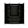 Keloyid Black Wood 61.42 in. Armoire with 3 Drawers and 9 Shelves - 2 of 4