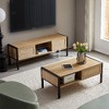 Lyngins 40.16" Rattan Woven Coffee Table, Sliding Door for Dtorage, Center Table with Metal Legs, 220lbs Capacity, Modern Table for Living Room - 3 of 4
