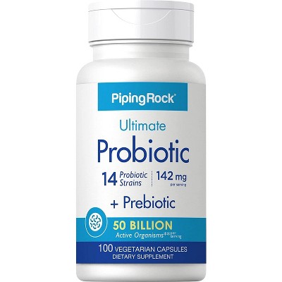 Piping Rock Probiotic | 14 Strains 50 Billion Organisms | Plus Prebiotic | 100 Capsules