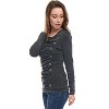 Allegra K Women's Cowl Neck Long Sleeves Buttons Decor Solid Ruched Top - 4 of 4