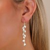 14K Gold/Silver Pearl & Zirconia Threader Earrings | Hypoallergergic Dainty Wedding Gift - 4 of 4