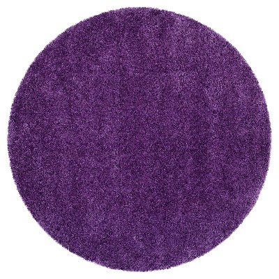Purple Solid Shag/Flokati Loomed Round Area Rug - (5'1" Round) - Safavieh