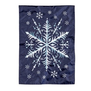 Evergreen Garden Flag Snowflake Applique Double Sided Indoor Outdoor Decor 18" x 12.5" - 1 of 1