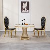 GDFStudio Bradley Modern 47" Stainless Steel Round Marble Dining Table - 3 of 4