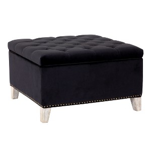 WestinTrends Square Velvet Tufted Storage Ottoman for Living Room Bedroom - 1 of 4
