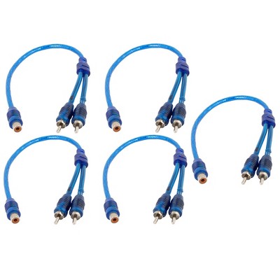 Unique Bargains RCA Female to 2 RCA Male Adapter Splitter Cable Wire Connector 11.4" Length 5 Pcs