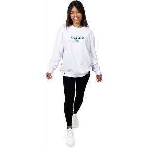 Pavilion Gift Company - Beach Life - S/M White Cotton Blend French Terry Sweatshirt - Sweatshirts - 1 of 4