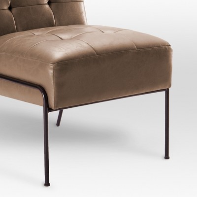 Brown Faux Leather Metal Frame Accent Chair