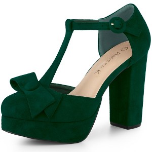 Allegra K Women's Mary Janes Platform Pumps Chunky Heels - 1 of 4