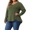 Agnes Orinda Women's Plus Size Long Sleeve V Neck Loose Fashion Buttons Tunic Blouse - 2 of 4