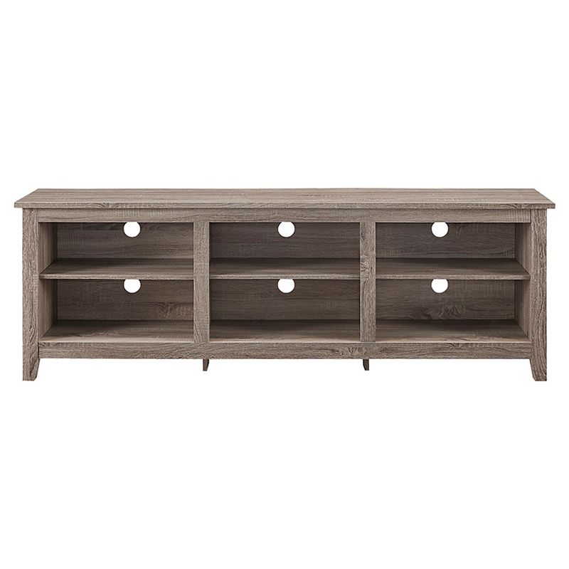 Transitional 6 Cubby Wood Open Storage Wood TV Stand for TVs up to 80"- Saracina Home, 1 of 16
