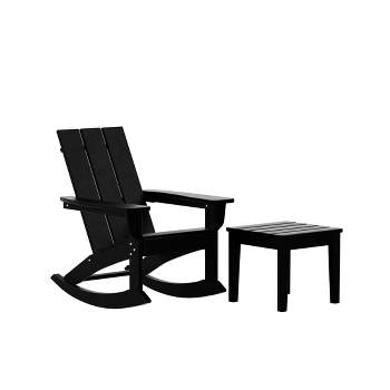 WestinTrends Modern Adirondack Outdoor Rocking Chair with Side Table Set