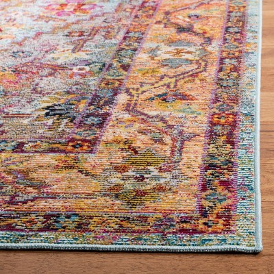 Elysian Light Blue & Orange Medallion 8' x 10' Synthetic Area Rug