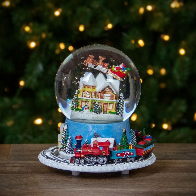 Northlight 6.5" Revolving House with Santa and Train Musical Christmas Snow Globe, 2 of 6