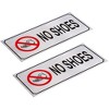Juvale 2-Pack No Shoes Signs - Remove Shoes Wall Plates, Self-Adhesive Aluminum Sign for Wall or Door, Silver - 7.87 x 3.6 inches - 2 of 3