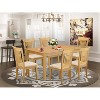 HomeStock 7-Pc Natural Oak Finish Solid Wood Top Dining Table with 6 Chairs - 2 of 4