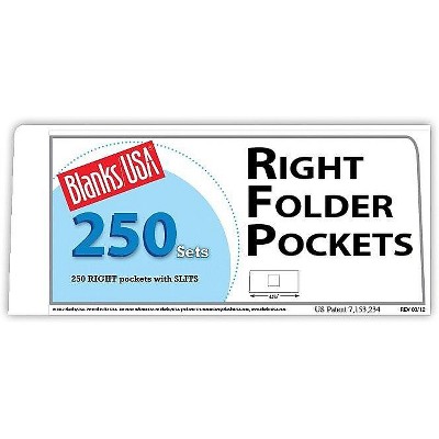 Blanke 8 7/8 x 4 80 lbs. Matte Cover Right Folder With One Pocket White FPO2FM1RSWH