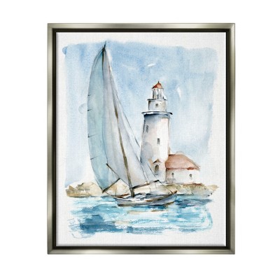Stupell Industries Nautical Sailboat & Lighthouse Framed Canvas