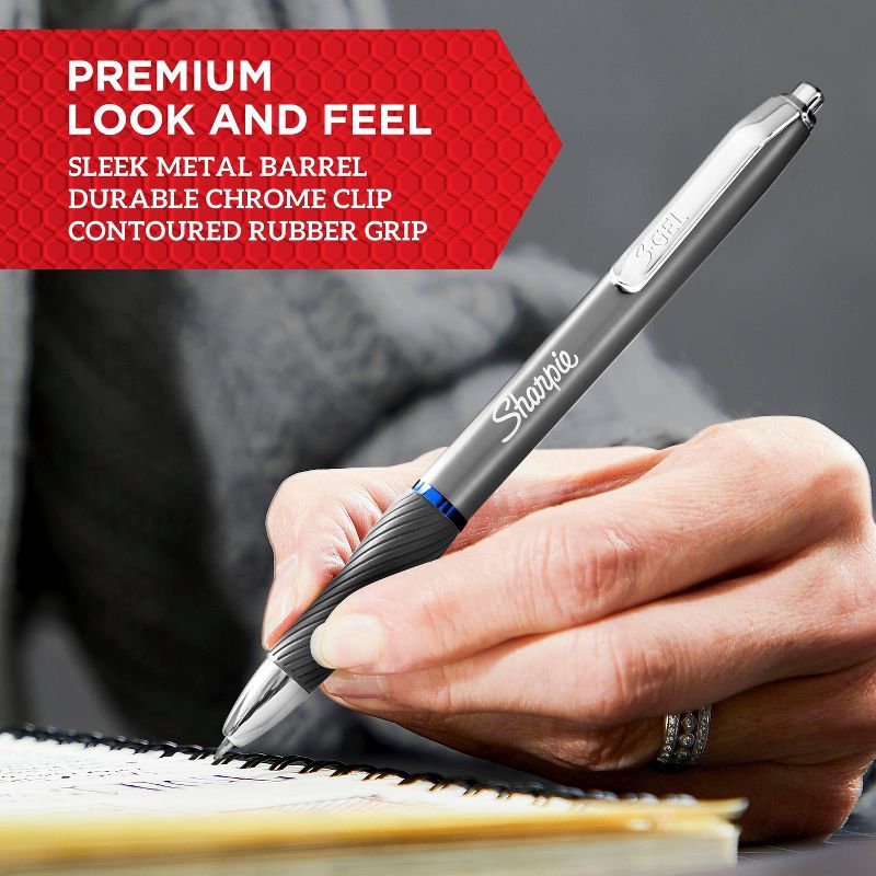 Sharpie S-Gel 2pk Black Ink Gel Pens 0.7mm Medium Tip - Gray Metal Barrel, 5 of 9