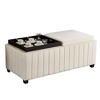 Alilang 45.50 inches Upholstered Storage Ottoman with Removable Cushions and Modern Channel-Tufted Design-Beige - 2 of 4