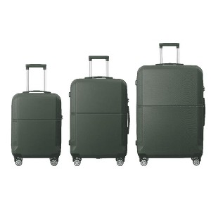 MAYEERTY 3-Piece ABS Luggage Set Suitcases with Multi-Position Handle, Silent Spinner Wheels, and TSA-Approved Lock-Durable, Green - 20", 24", and 28" - 1 of 4