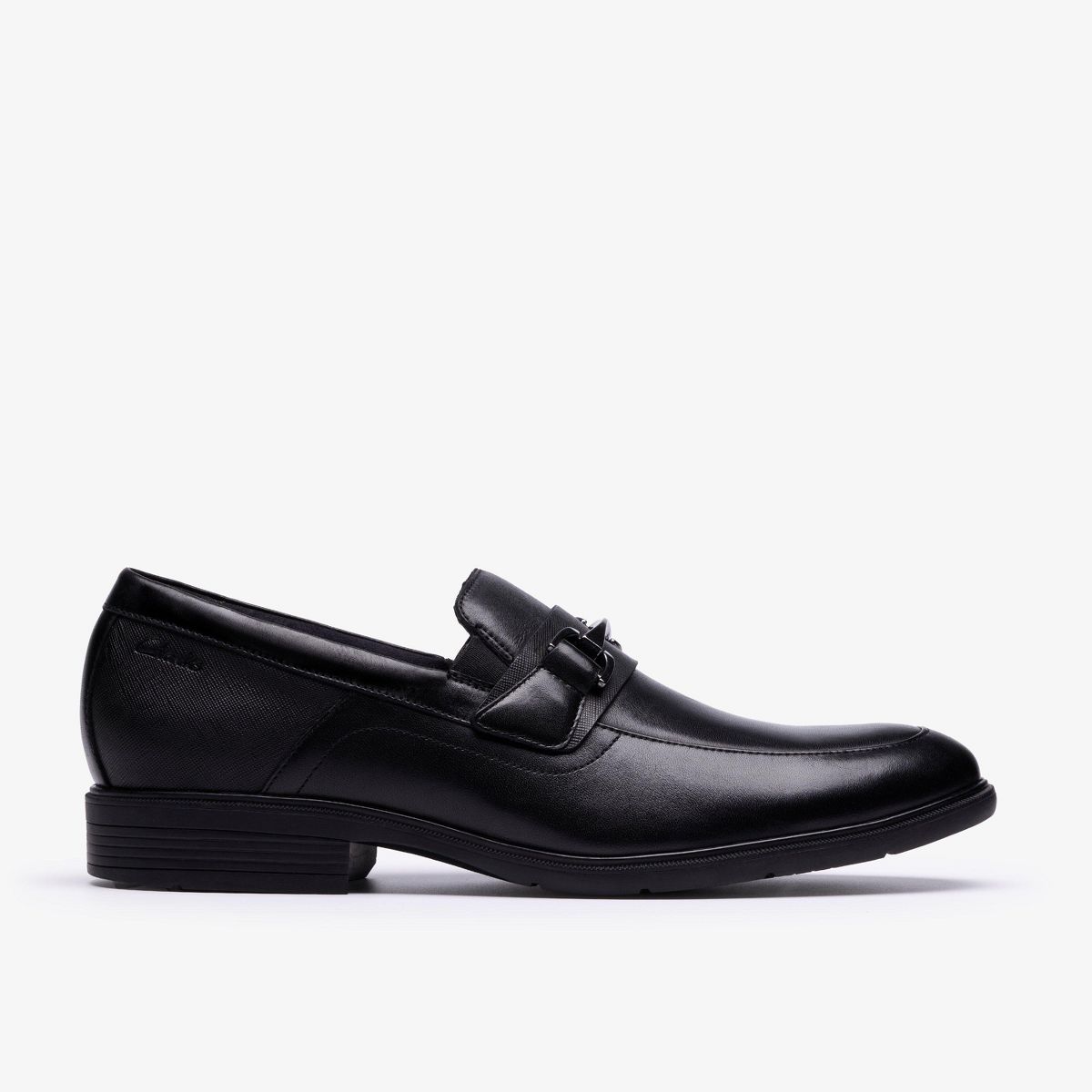 Clarks Mens Steadwell Bit Black Leather Shoes