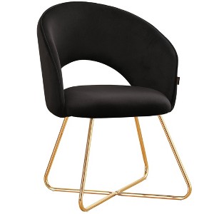 Furniliving Faux Velvet Vanity Chair, Modern Accent Chair for Vanity, Upholstered Makeup Stoolfor Bedroom, Living Room, Dressing Room - 1 of 4