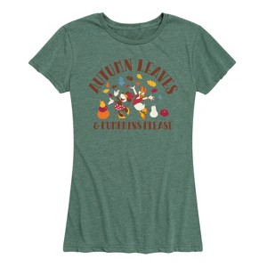Women's - Disney - Autumn Leaves And Pumpkins Please Short Sleeve Graphic T-Shirt - 1 of 4