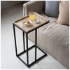 COZAYH Farmhouse C End Table, Accent Furniture with Woven Rattan Tray Top, Black - 3 of 4