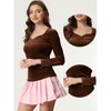 Allegra K Women's Velvet Sweetheart Neck Elegant Long Sleeves Blouses - 2 of 4