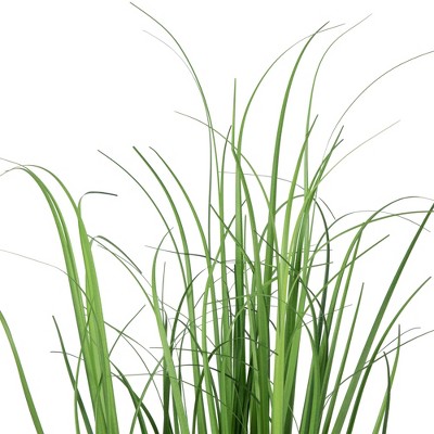 25" Green Artificial Onion Grass in Woven Basket