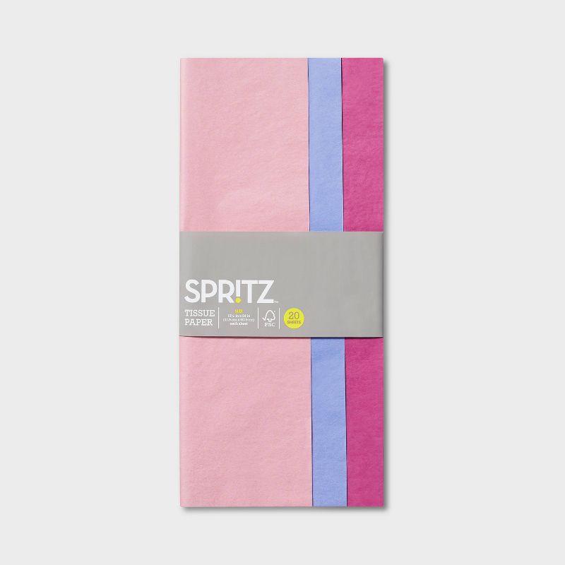 20ct Striped Tissue Paper Pink/Blush/Blue - Spritz&#8482;, 3 of 4