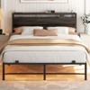 Aheaplus Queen Bed Frame with Headboard, Headboard with LED Light and USB Hub Headboads Reinforced Slat Support - 2 of 4