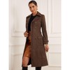 Allegra K Women's Faux Suede Notched Lapel Double Breasted Belted Long Sleeve Trench Coat - 4 of 4