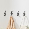 Danya B. 4 Piece Dark Brown Cast Iron Musical Note Treble Clef Decorative Wall Sculpture Figure Utility Hook Set - 2 of 4