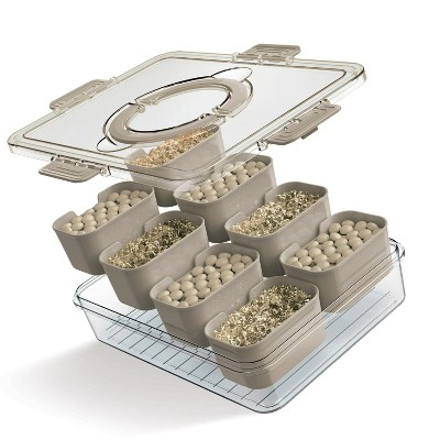 LunaLulinlk 8-grid Snack Box Container Divider Tray with Lid, Brown