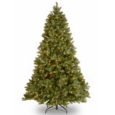 National Tree Company Pre-lit 'Feel Real' Artificial Full Downswept Christmas Tree, Green, Douglas Fir, White Lights, Includes Stand, 7ft