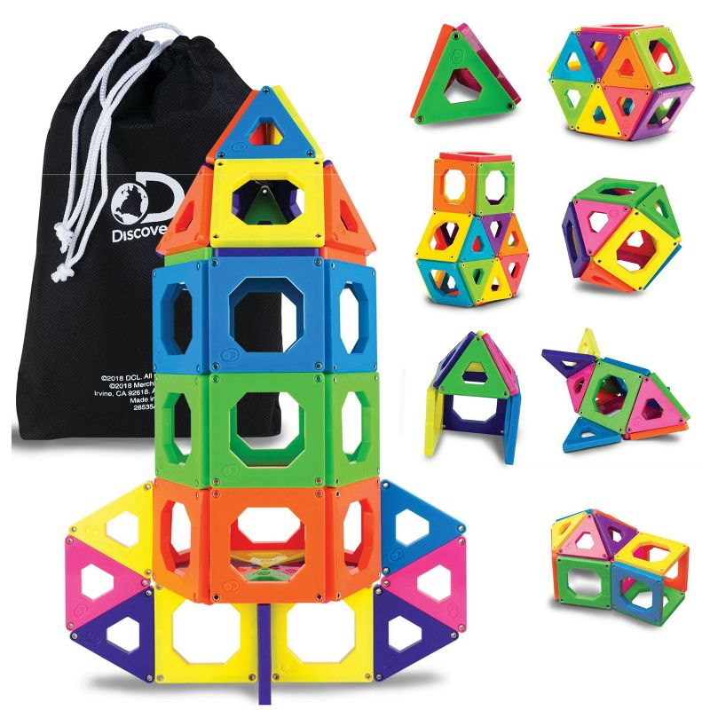 Discovery Kids Magnetic Tile Building Blocks Set 50pc, 1 of 11