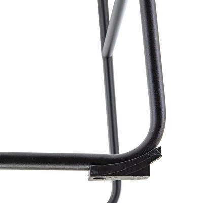 Charcoal Black Modern Leather Bar Stools with Iron Base, Set of 2