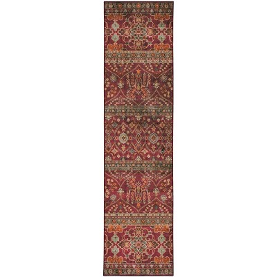 HomeStock Washable Neil Garnet/Ivory 2x8, Machine Woven with Printed Designs, Transitional