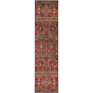 HomeStock Washable Neil Garnet/Ivory 2x8, Machine Woven with Printed Designs, Transitional - 1 of 4