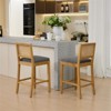 ISOKEYS Rattan-Back Bar Stool -  Set of 2 Full Solid Wood, Matte Linen Cushion with High-Resilience Foam & S-Springs for Kitchen - 3 of 4
